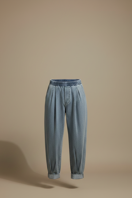 Pantalon Parachute Bleu Délavé Ample Plissé Décontracté Homme - Jean - vue 3