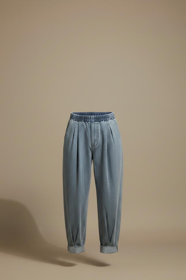 Pantalon Parachute Bleu Délavé Ample Plissé Décontracté Homme - Jean - vue 3