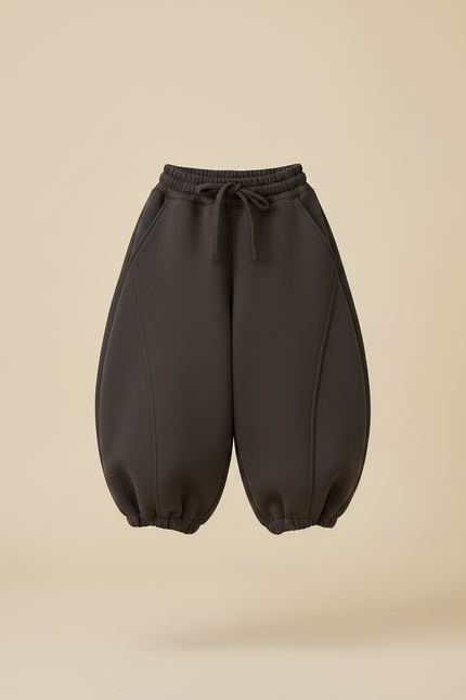 Pantalon Parachute Gris Ample Enfants Épais Hiver - Molleton - vue 3