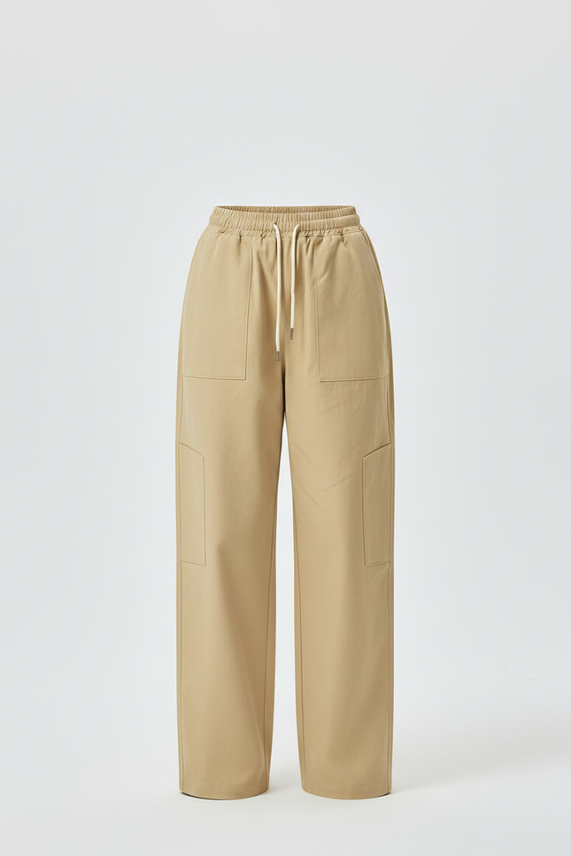 Pantalon Parachute Beige Cargo Ample Cordon Décontracté - Toile - vue 3