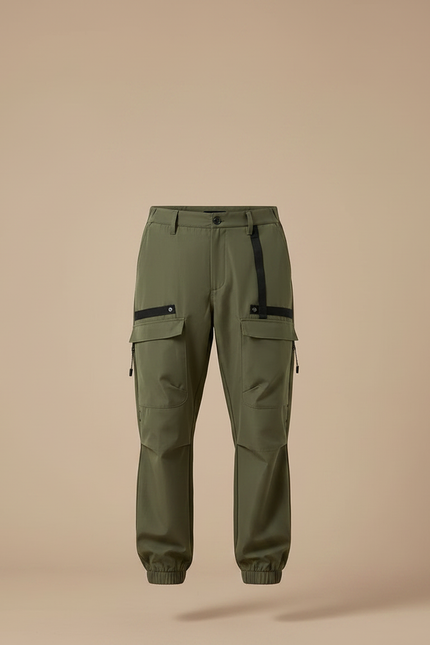 Pantalon Parachute Kaki Cargo Décontracté Multi-poches Homme - Polyester - vue 3
