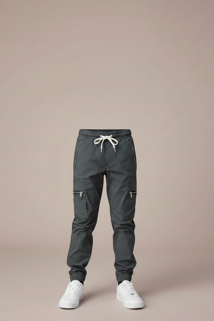 Pantalon Parachute Gris Cargo Zippé Sport Enfant - Polyester - vue 3