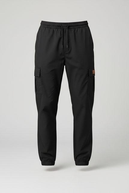Pantalon Parachute Noir Cargo Cordon Homme - Polyester - vue 3