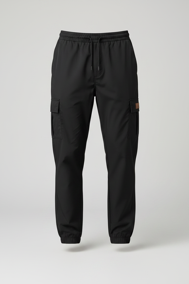 Pantalon Parachute Noir Cargo Cordon Homme - Polyester - vue 3