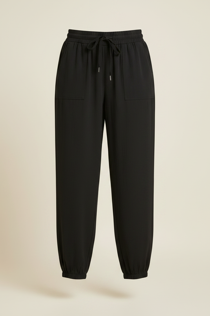 Pantalon Parachute Noir Fluide Taille Haute Femme - Viscose - vue 3