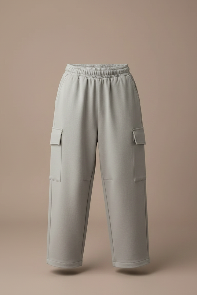 Pantalon Parachute Gris Ample Cargo Garçon Molleton - vue 3