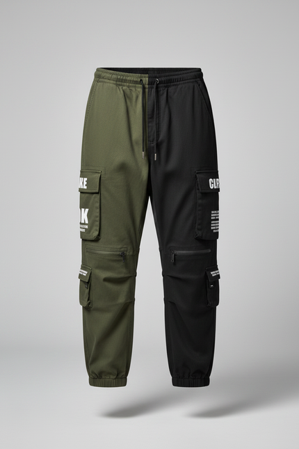 Pantalon Parachute Bicolore Cargo Imprimé Jogger Homme - Multicolore Polyester - vue 3