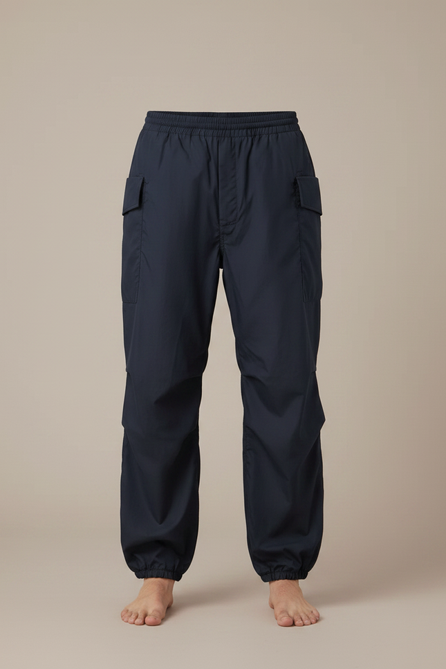 Pantalon Parachute Homme Bleu Marine Ample Cargo - Polyester - vue 3