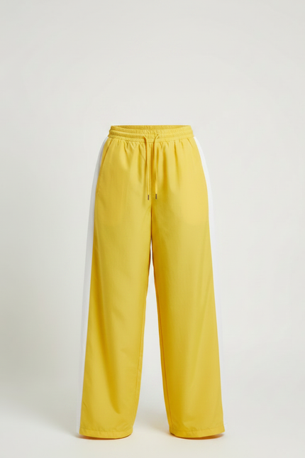 Pantalon Parachute Jaune Ample Sporty Décontracté Femme - Polyester - vue 3