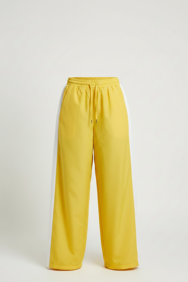 Pantalon Parachute Jaune Ample Sporty Décontracté Femme - Polyester - vue 3
