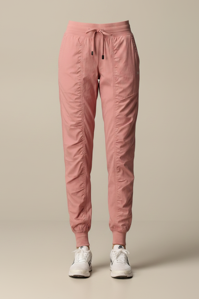 Pantalon Parachute Rose Cordon Froncé Fluide Sport - Polyester - vue 2