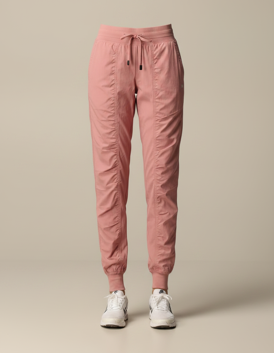 Pantalon Parachute Rose Cordon Froncé Fluide Sport - Polyester - vue 2