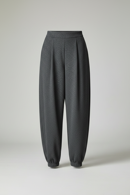 Pantalon Parachute Gris Ample Élastique Chic Décontracté - Maille - vue 3