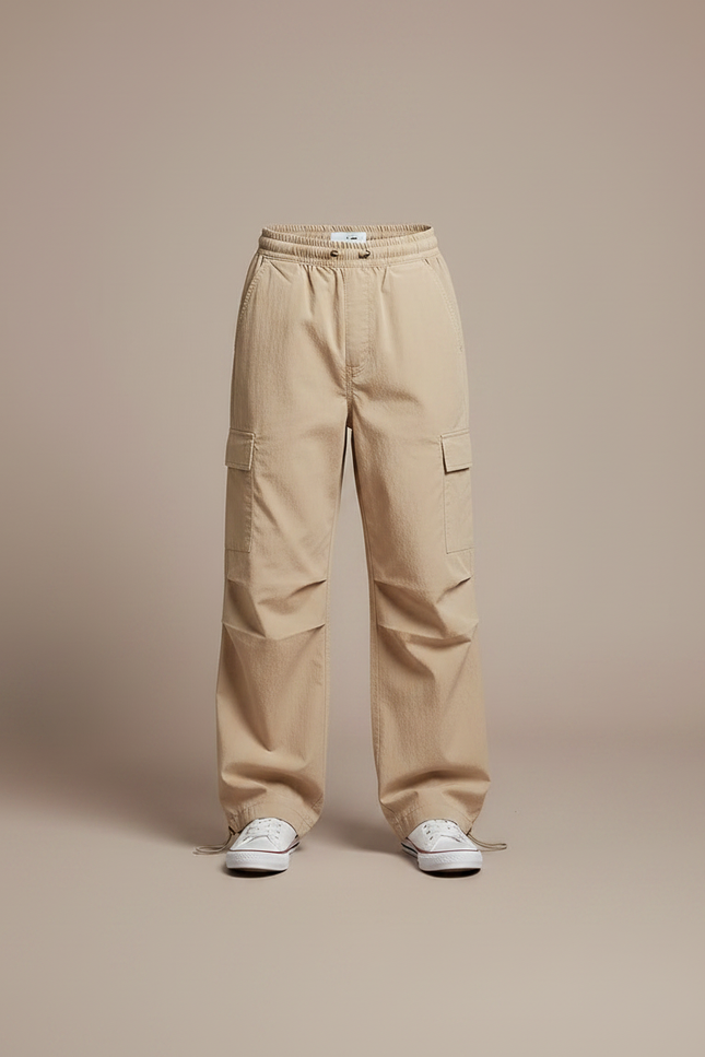 Pantalon Parachute Beige Ample Cargo Enfant Coton - vue 3