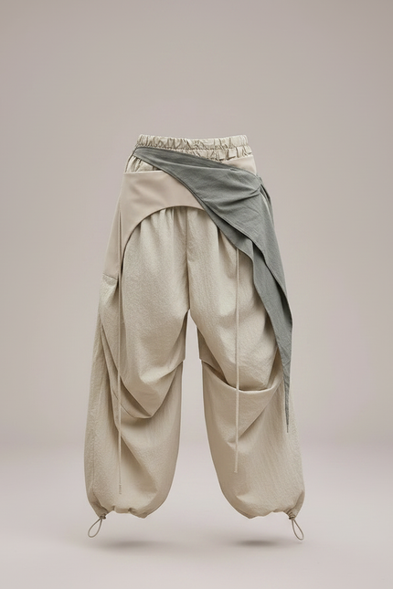 Pantalon Parachute Beige Ample Plissé Enfant - Polyester - vue 3