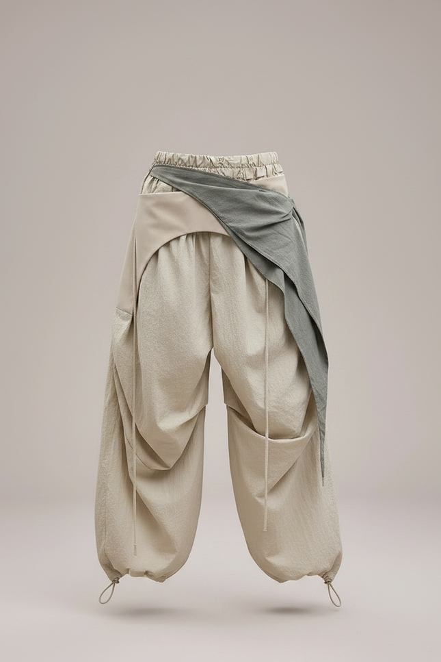 Pantalon Parachute Beige Ample Plissé Enfant - Polyester - vue 3