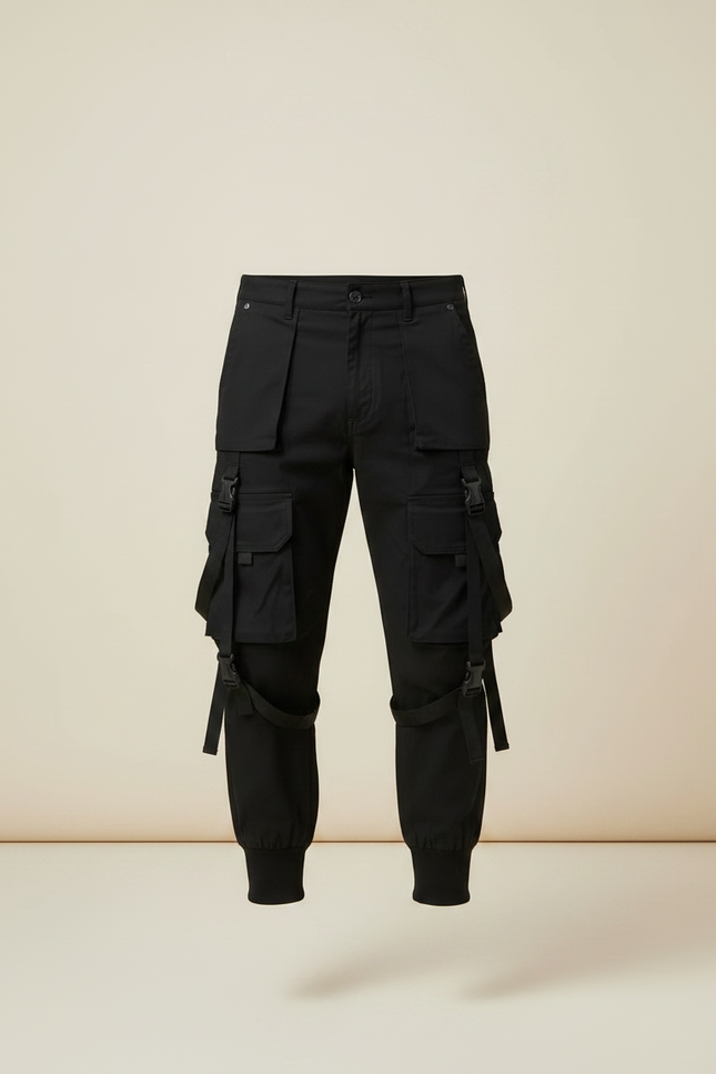 Pantalon Parachute Noir Cargo Homme Tactique Fonctionnel - Polyester - vue 3