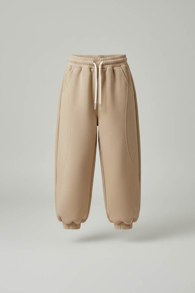 Pantalon Parachute Beige Ample Molleton Enfant Décontracté - vue 3