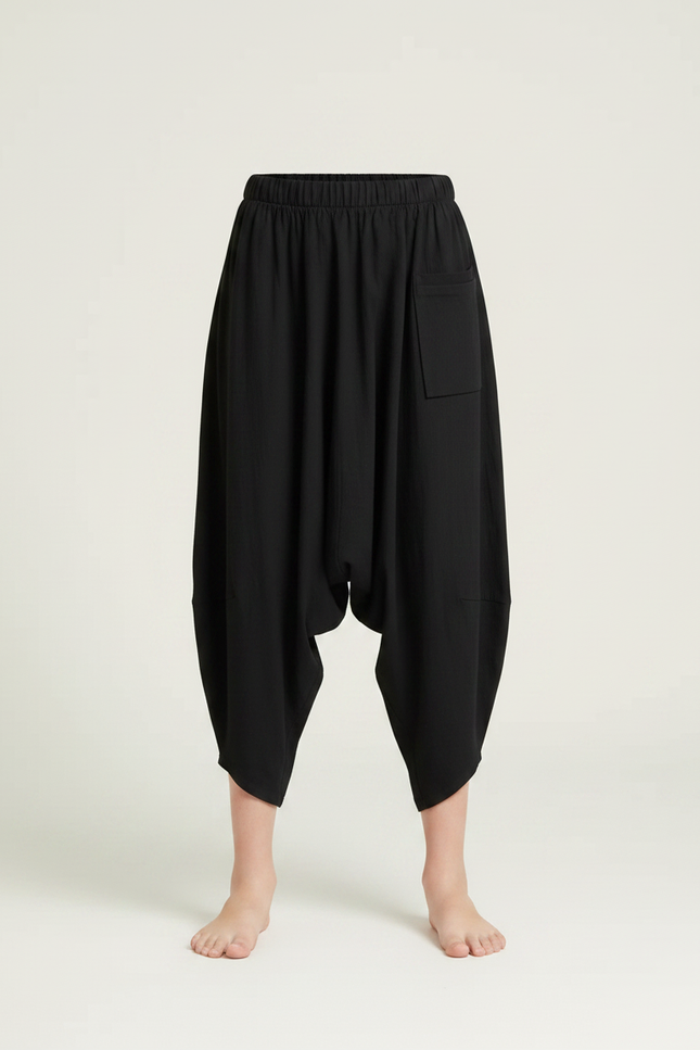 Pantalon Parachute Noir Ample Coton Harem Enfant - vue 2
