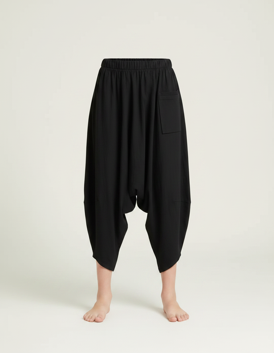 Pantalon Parachute Noir Ample Coton Harem Enfant - vue 2