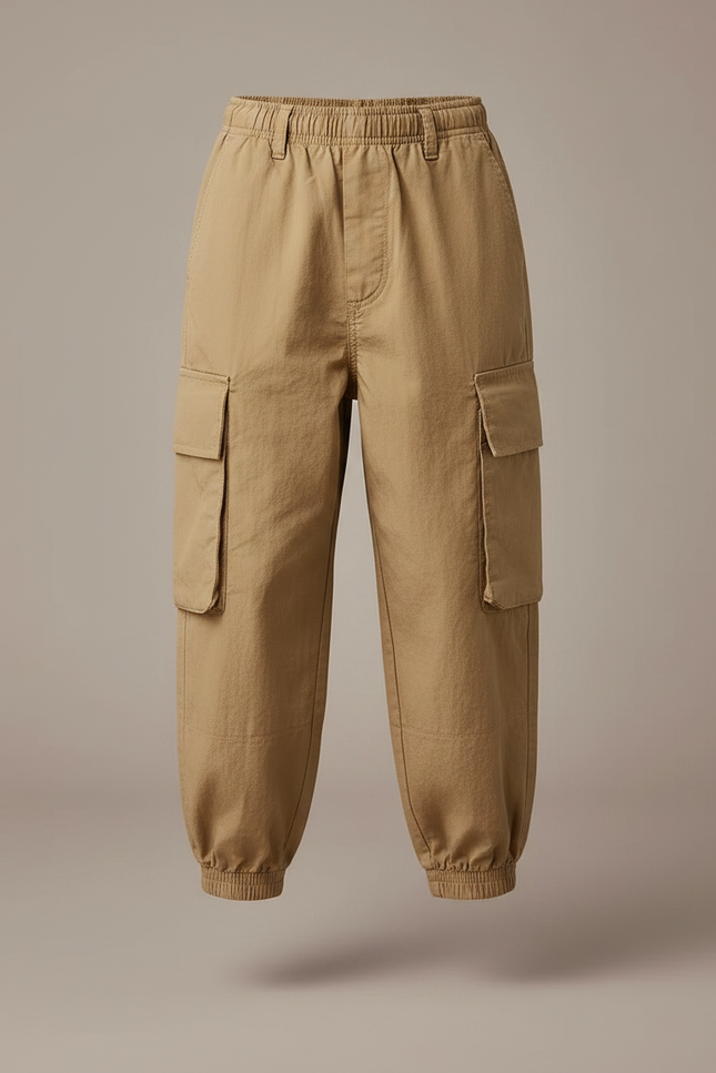 Pantalon Parachute Kaki Cargo Ample Garçon Décontracté - Polyester - vue 3