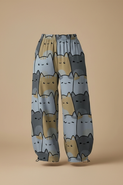 Pantalon Parachute Femme Resserré Aux Chevilles Nylon - Imprimé Viscose - vue 3