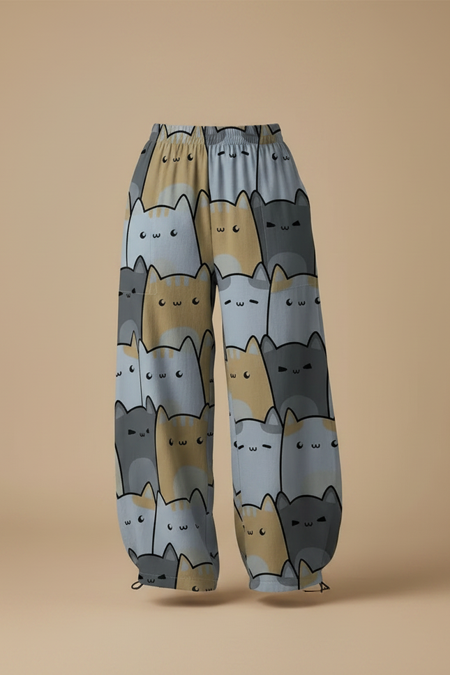Pantalon Parachute Femme Resserré Aux Chevilles Nylon - Imprimé Viscose - vue 3