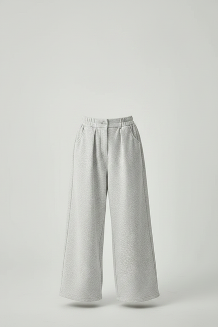 Pantalon Parachute Gris Ample Confortable Fille Coton - Molleton - vue 3