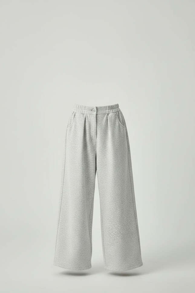 Pantalon Parachute Gris Ample Confortable Fille Coton - Molleton - vue 3