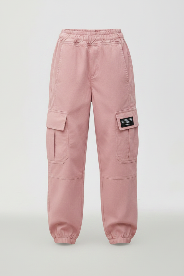 Pantalon Parachute Rose Cargo Ample Coton Enfant - vue 3