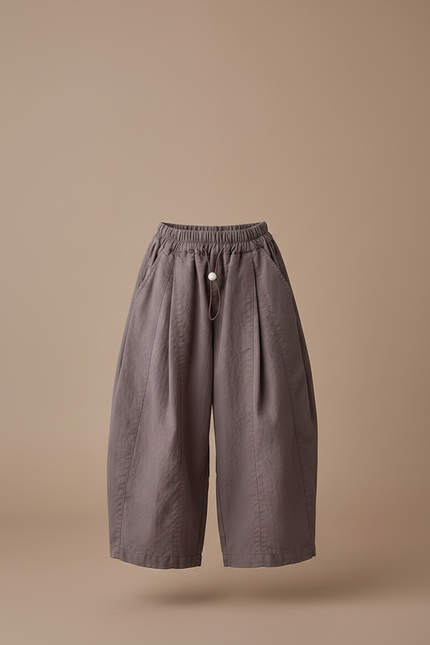Pantalon Parachute Marron Ample Coton Enfant Casual - vue 3