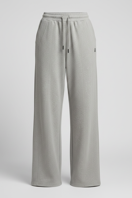 Pantalon Parachute Gris Ample Droit Molletonné Confortable - vue 3