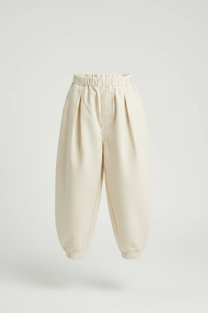 Pantalon Parachute Beige Ample Coton Enfant Décontracté - vue 3