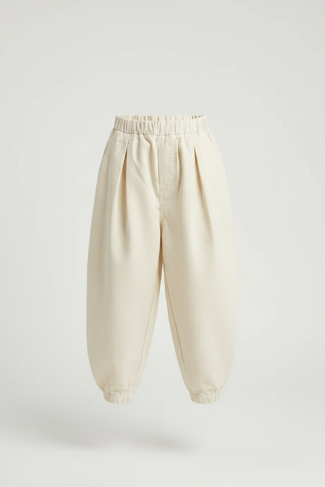Pantalon Parachute Beige Ample Coton Enfant Décontracté - vue 3