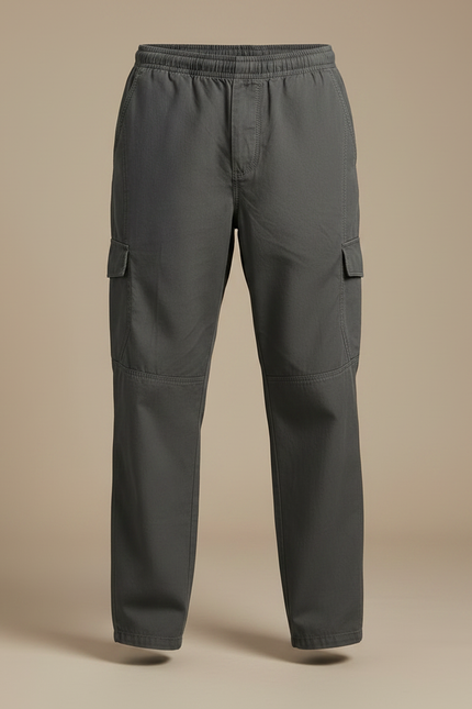 Pantalon Parachute Homme Gris Resserré Aux Chevilles Toile - Coton - vue 3