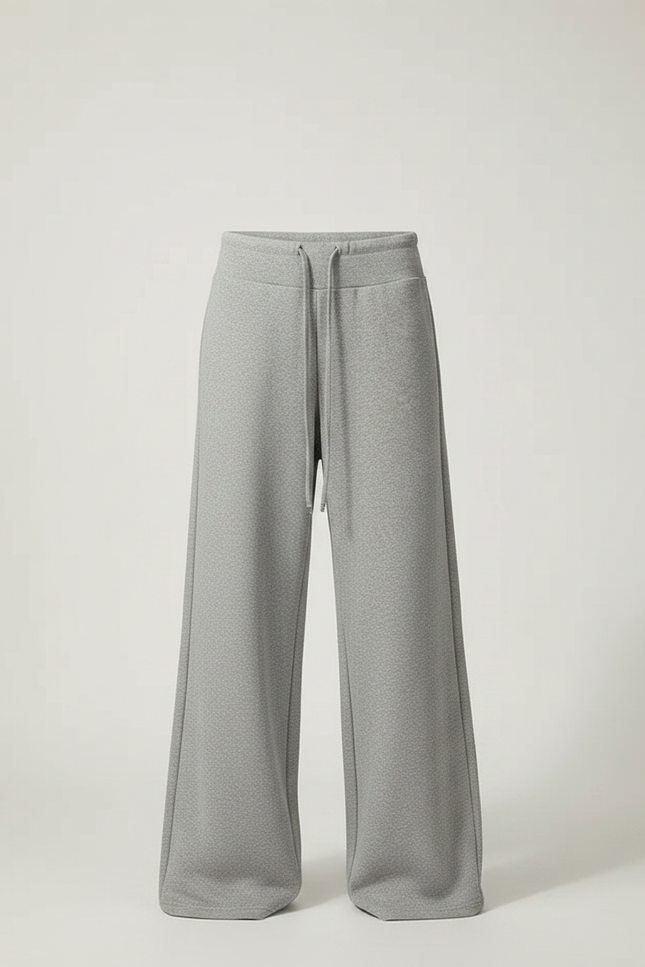 Pantalon Parachute Gris Ample Cordon Décontracté Large - Molleton - vue 3