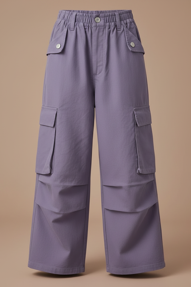 Pantalon Parachute Violet Ample Cargo Fille Décontracté - Toile - vue 3