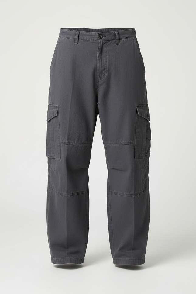 Pantalon Parachute Gris Ample Cargo Multipoches Homme - Toile - vue 3