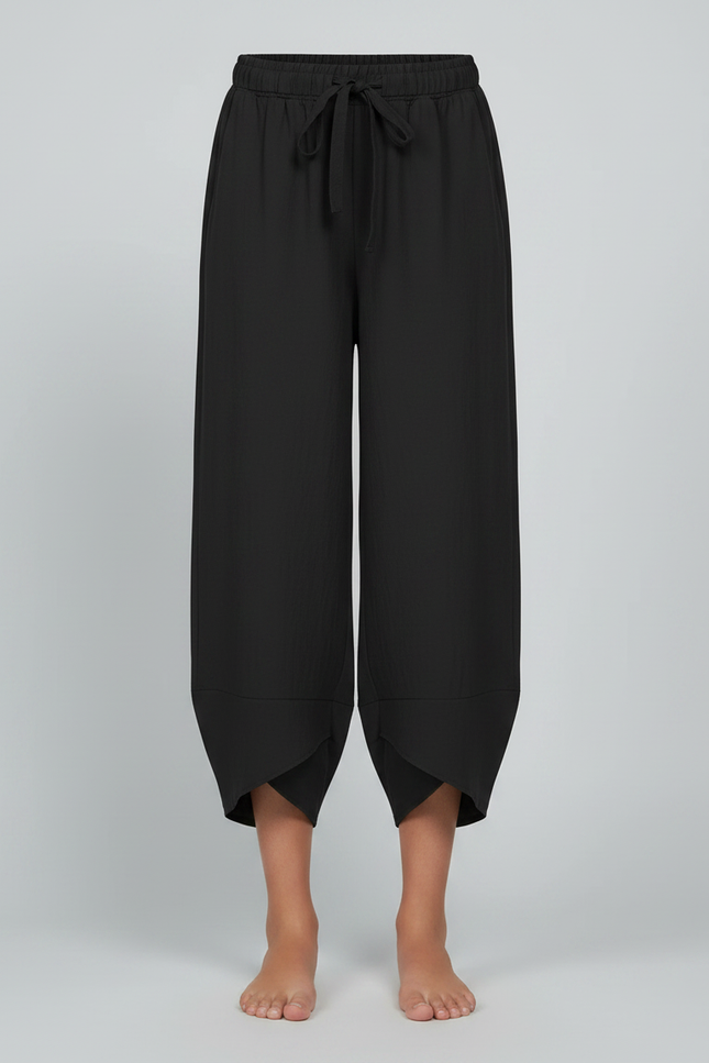 Pantalon Parachute Noir Fluide Ample Fille Coton - Viscose - vue 3