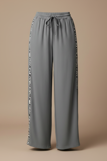 Pantalon Parachute Gris Ample Léopard Fluide Femme - Polyester - vue 3