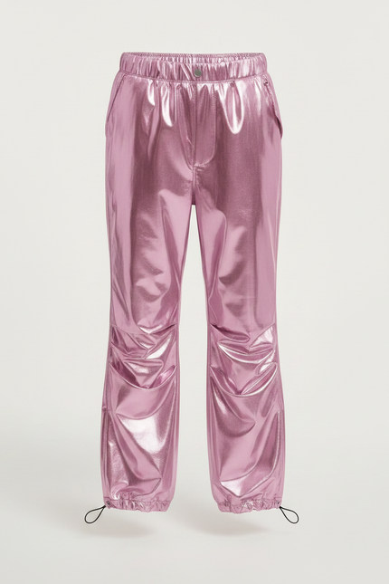Pantalon Parachute Métallique Rose Ample Scintillant Enfant - Polyester - vue 3