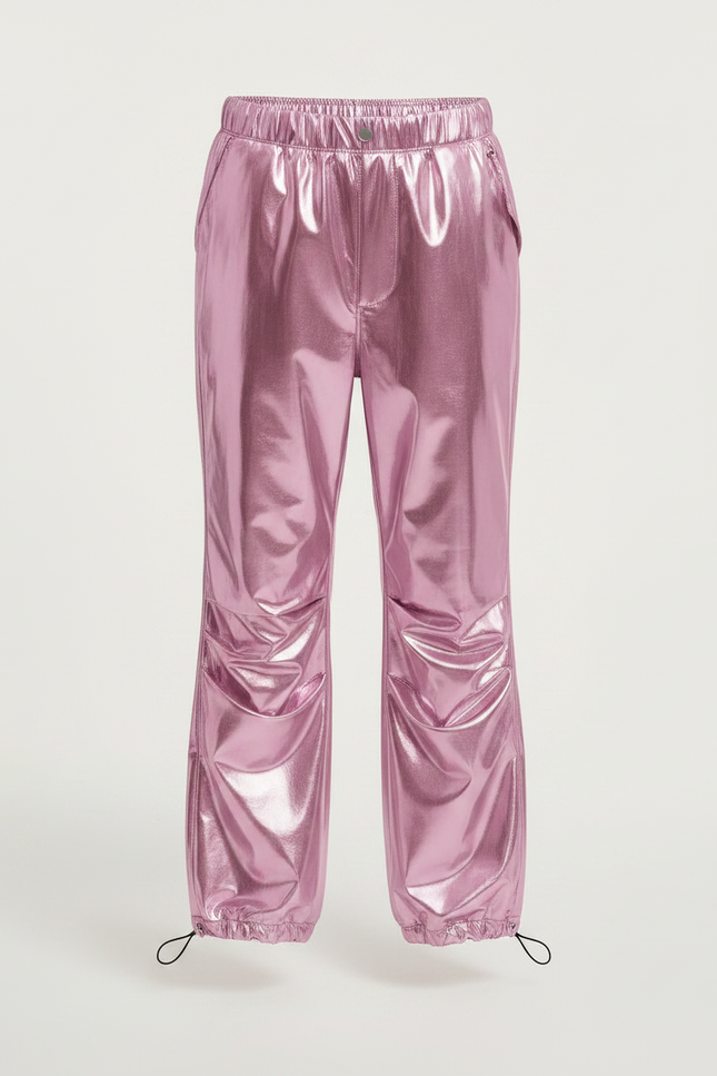 Pantalon Parachute Métallique Rose Ample Scintillant Enfant - Polyester - vue 3
