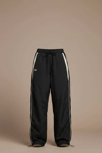 Pantalon Parachute Noir Ample Rayures Streetwear Femme - Polyester - vue 3