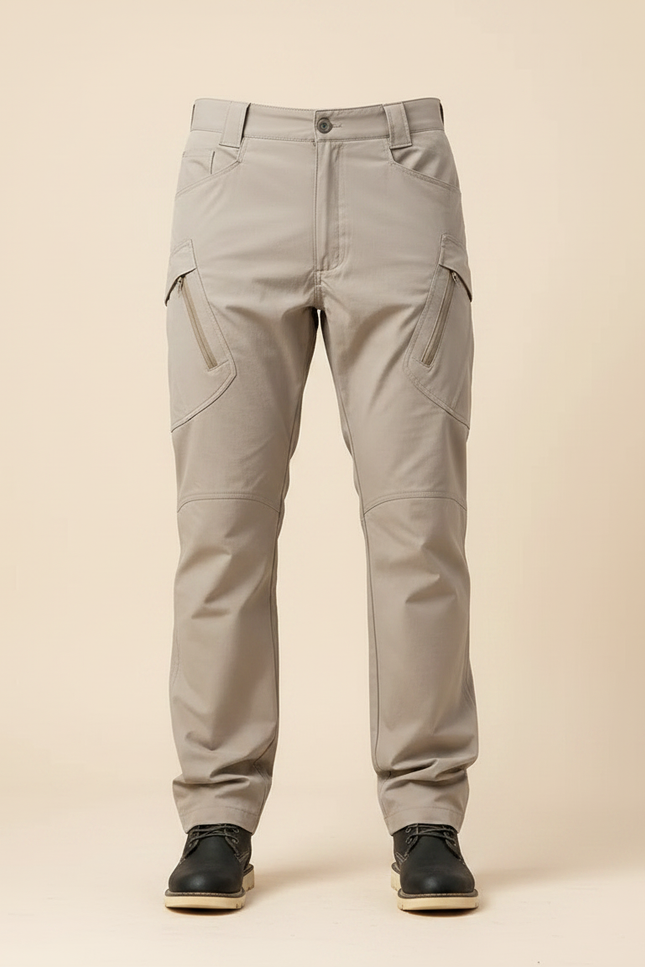 Pantalon Parachute Beige Cargo Tactique Ample Homme - Toile - vue 3
