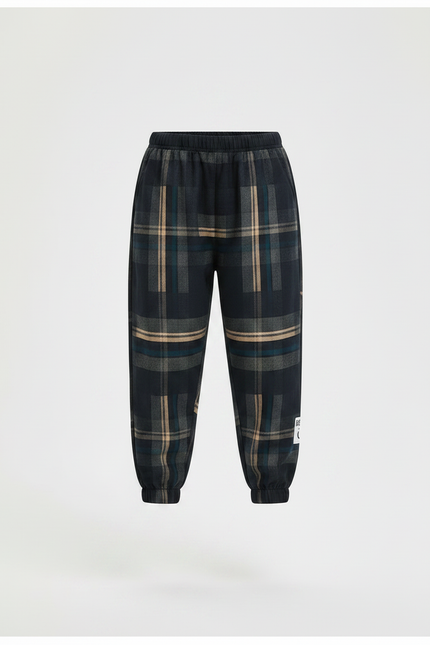 Pantalon Parachute Plaid Écossais Ample Chaud Enfant - Multicolore Tweed - vue 3