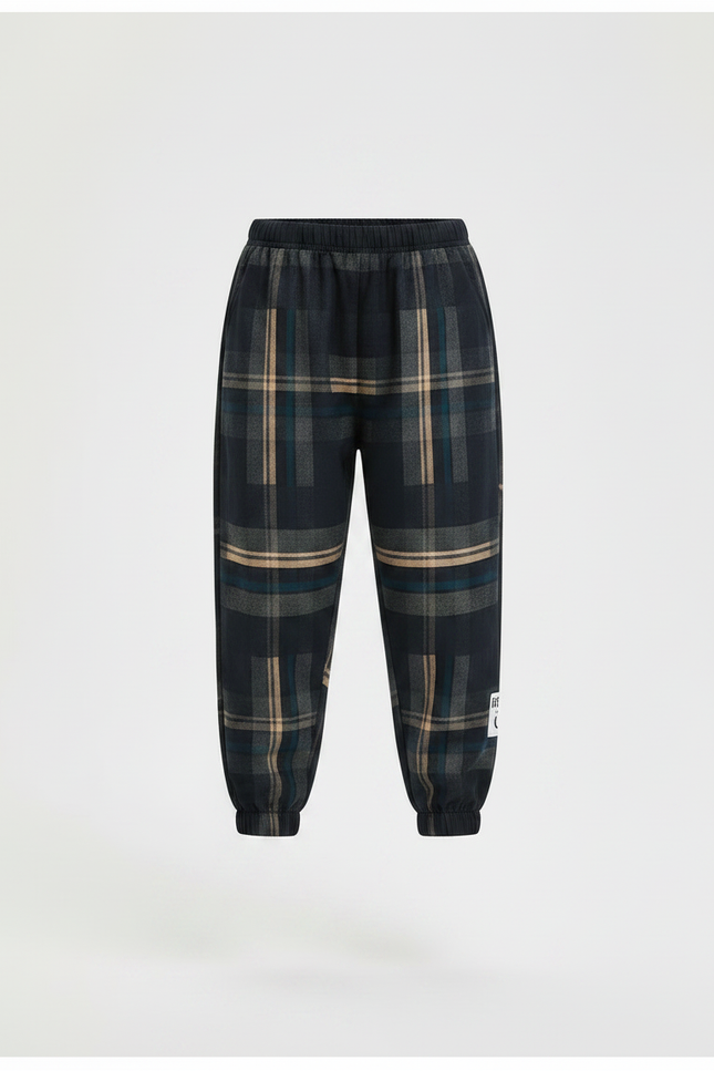 Pantalon Parachute Plaid Écossais Ample Chaud Enfant - Multicolore Tweed - vue 3
