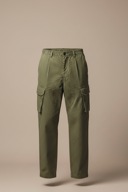 Pantalon Parachute Kaki Ample Coton Cargo - Toile - vue 3