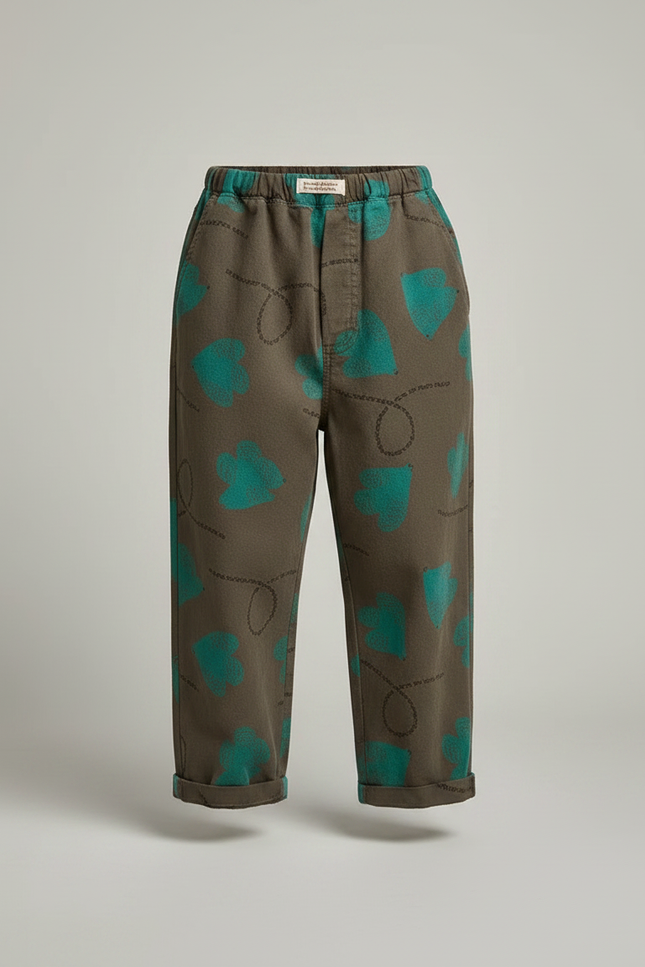 Pantalon Parachute Kaki Imprimé Cœurs Décontracté Enfant - Toile - vue 3