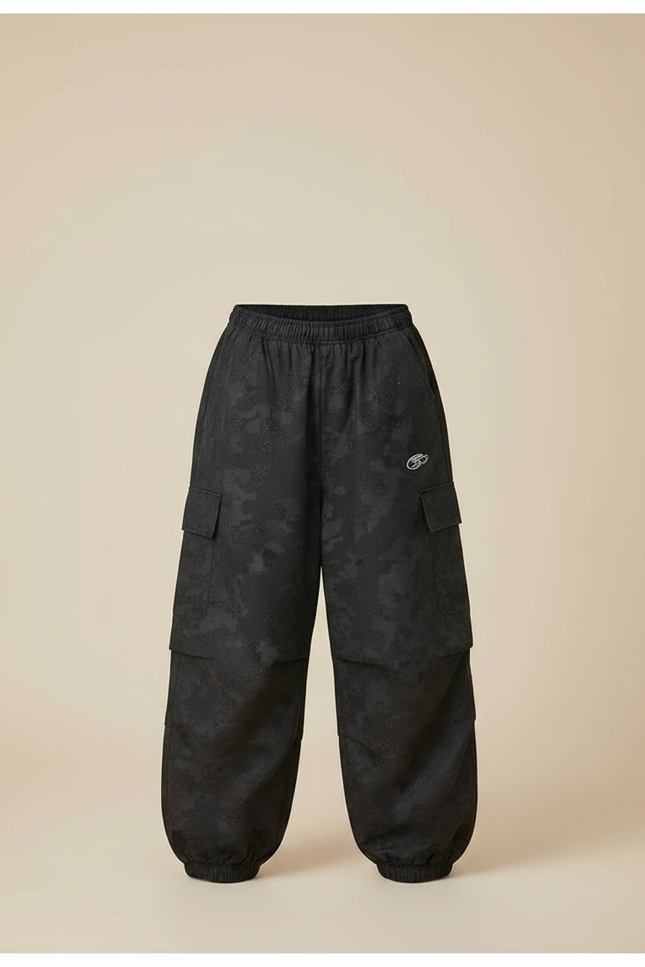 Pantalon Parachute Noir Ample Motif Discret Fille - Polyester - vue 3