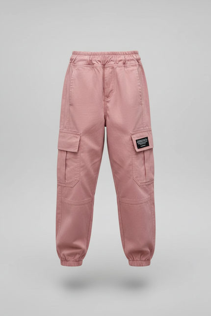 Pantalon Parachute Rose Cargo Ample Enfant Coton - vue 2